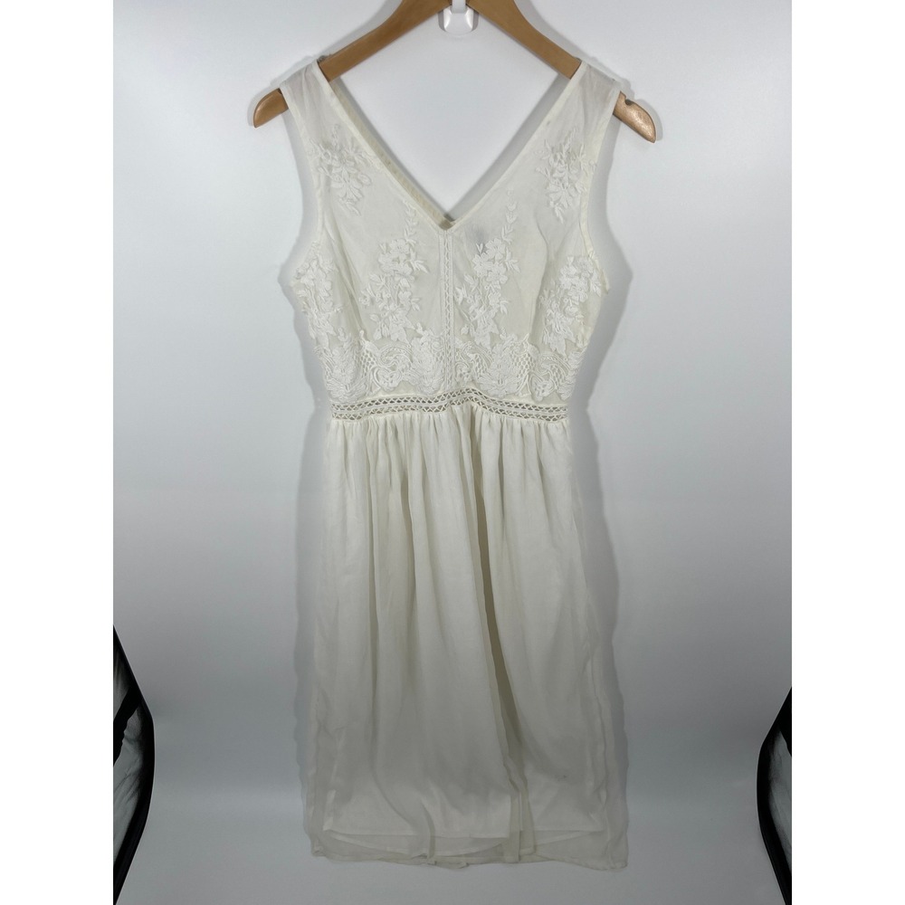Boho Chic Coastal Fairy Womens Maxi Dress 14 White Floral Lace Beach Euro Summer